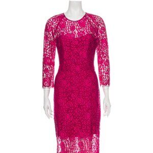 Lela Rose Lace Pattern Midi Length Dress size M